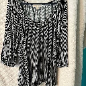 Michael Kors Black and White Chevron Blouse